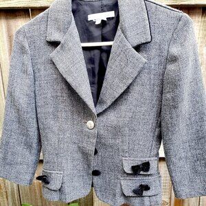 3/4 sleeve blazer with velvet bows